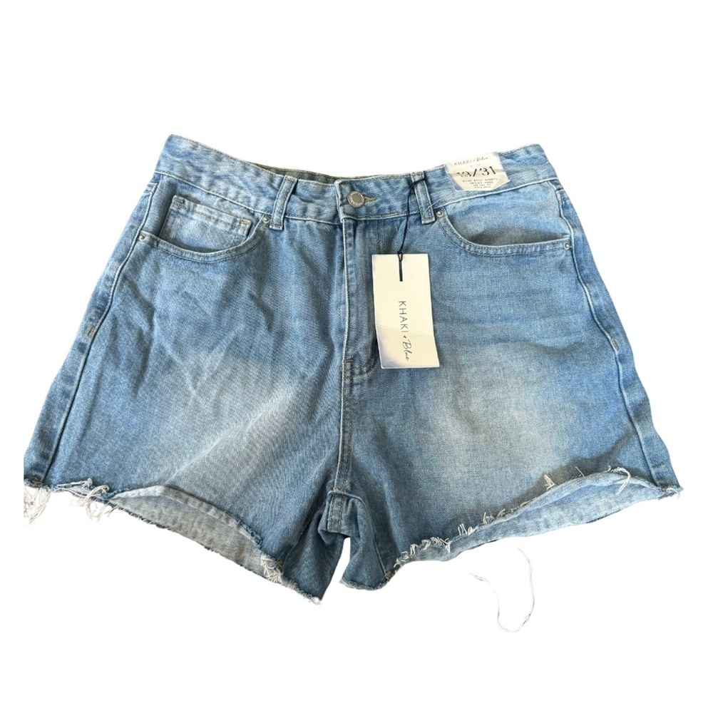KHAKI + BluE Cut off Denim shorts with smileys! Size 13 | 31